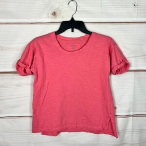 LOFT Top Womens XS Pink Vintage Wash T-Shirt Short Sleeve Crew Neck Slub Cotton